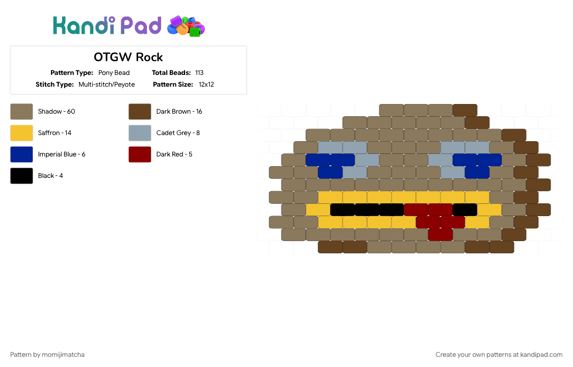 OTGW Rock - Pony Bead Pattern by momijimatcha on Kandi Pad - cartoon, cartoon network, over the garden wall, tan