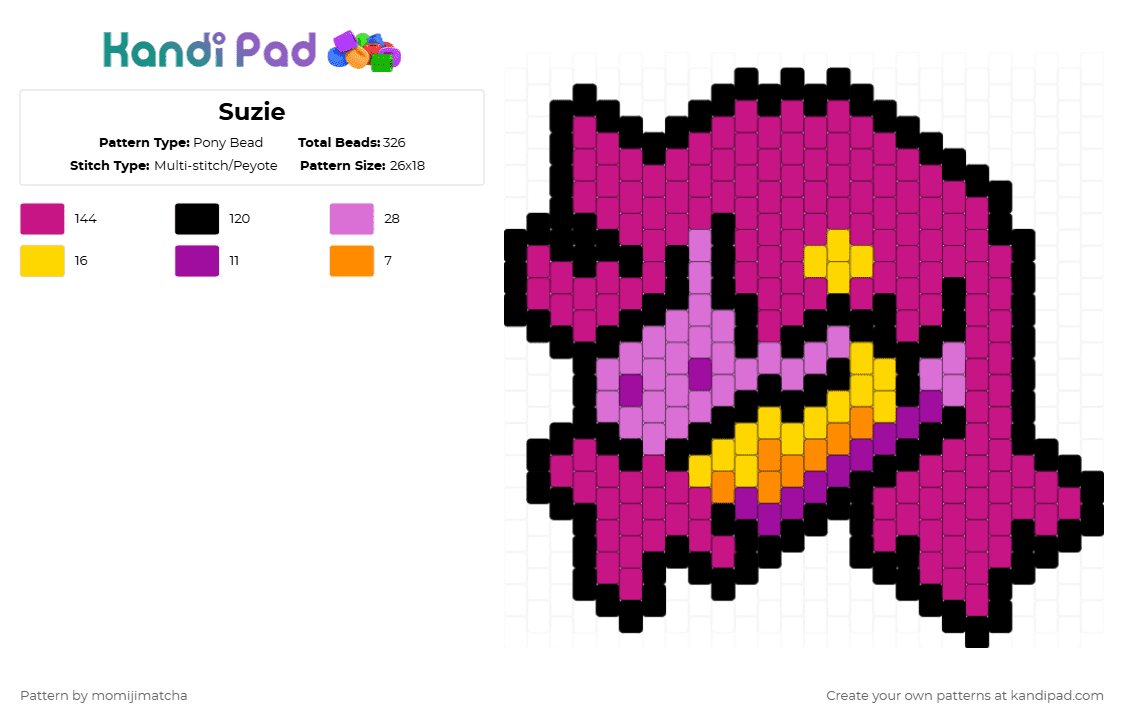 Suzie - Pony Bead Pattern by momijimatcha on Kandi Pad - pink