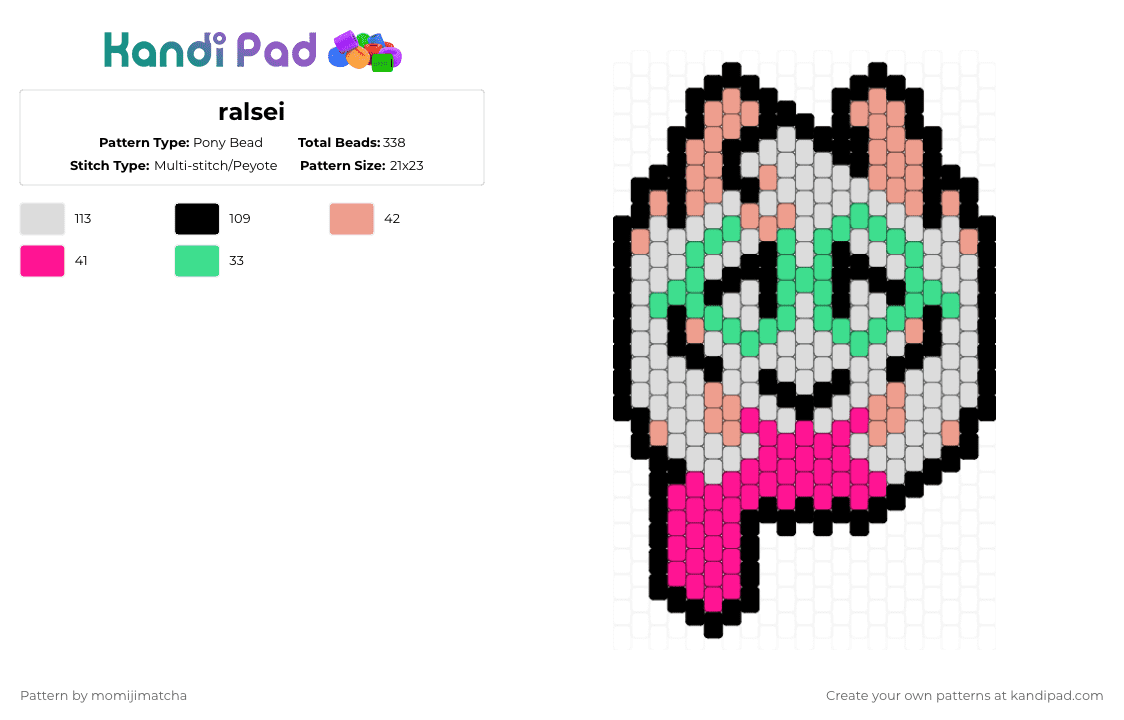 ralsei - Pony Bead Pattern by momijimatcha on Kandi Pad - beige,pink