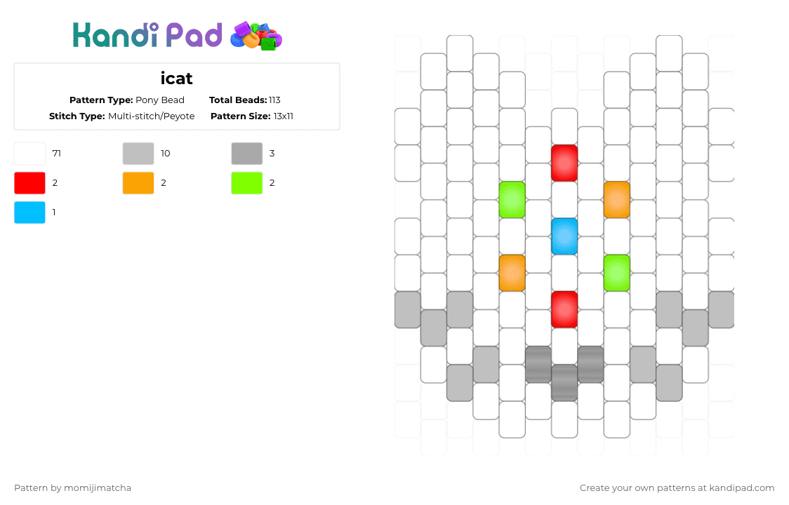 icat - Pony Bead Pattern by momijimatcha on Kandi Pad - white,beige,ipod,y2k,cat,robot,idog