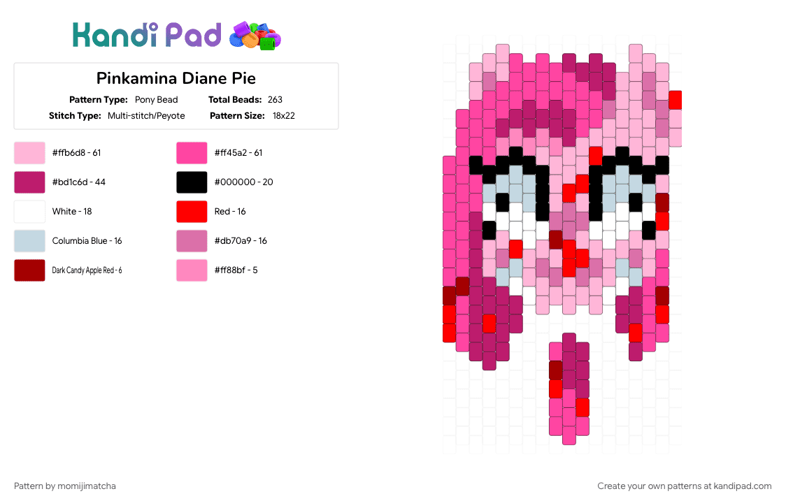 Pinkamina Diane Pie - Pony Bead Pattern by momijimatcha on Kandi Pad - creepypasta, cupcakes, mlp, my little pony, pink, pinkie pie
