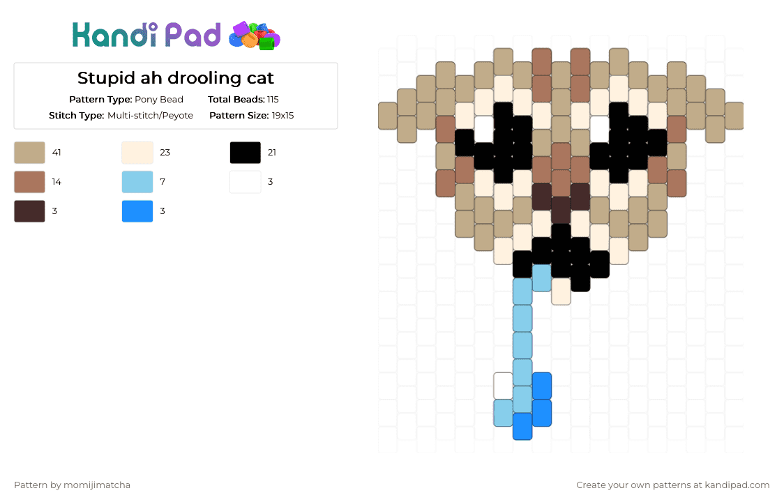 Stupid ah drooling cat - Pony Bead Pattern by momijimatcha on Kandi Pad - beige,meme