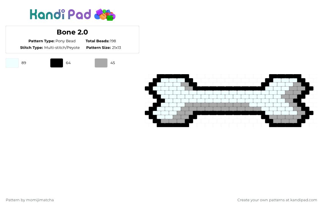 Bone 2.0 - Pony Bead Pattern by momijimatcha on Kandi Pad - white,beige