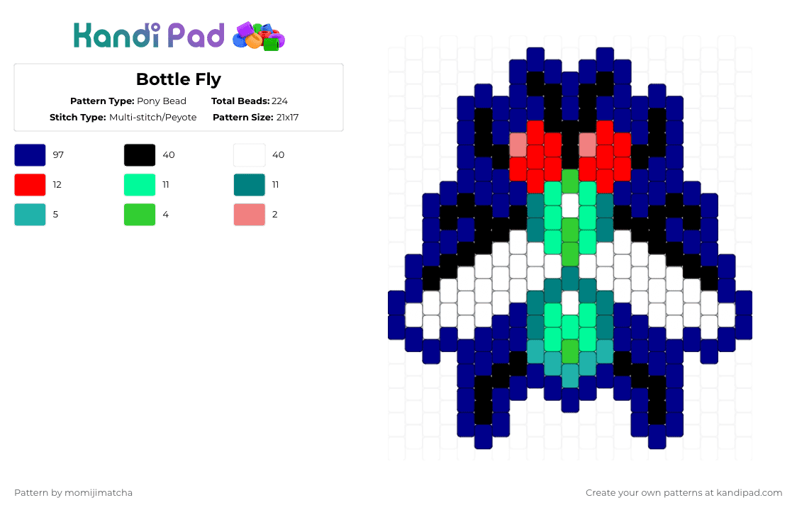 Bottle Fly - Pony Bead Pattern by momijimatcha on Kandi Pad - bug