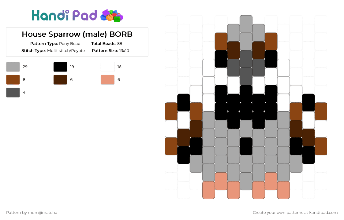 House Sparrow (male) BORB - Pony Bead Pattern by momijimatcha on Kandi Pad - beige,bird