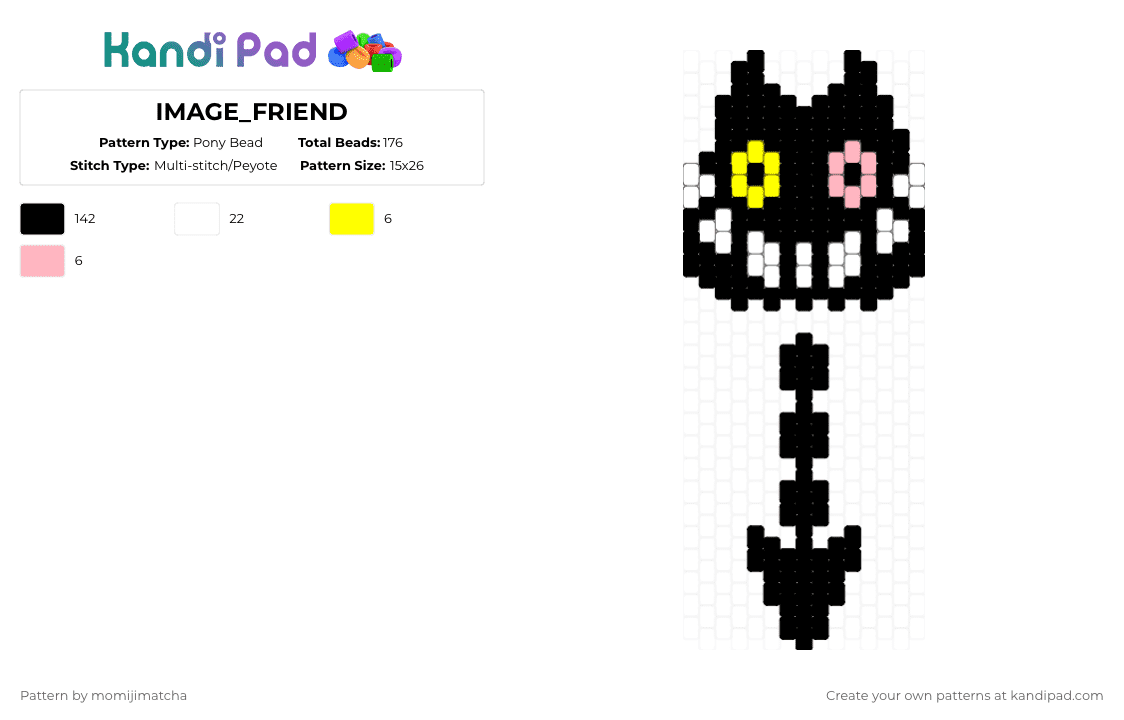 IMAGE_FRIEND - Pony Bead Pattern by momijimatcha on Kandi Pad - black,white,yellow,pink