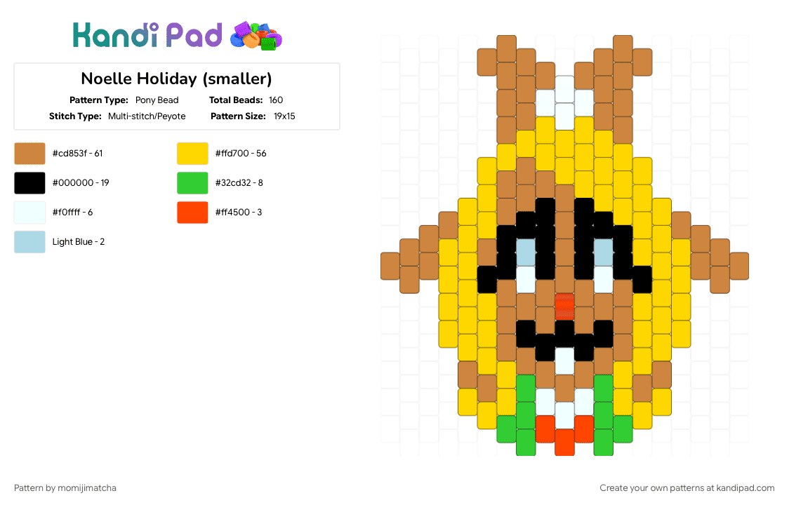 Noelle Holiday (smaller) - Pony Bead Pattern by momijimatcha on Kandi Pad - character, deltarune, orange, yellow