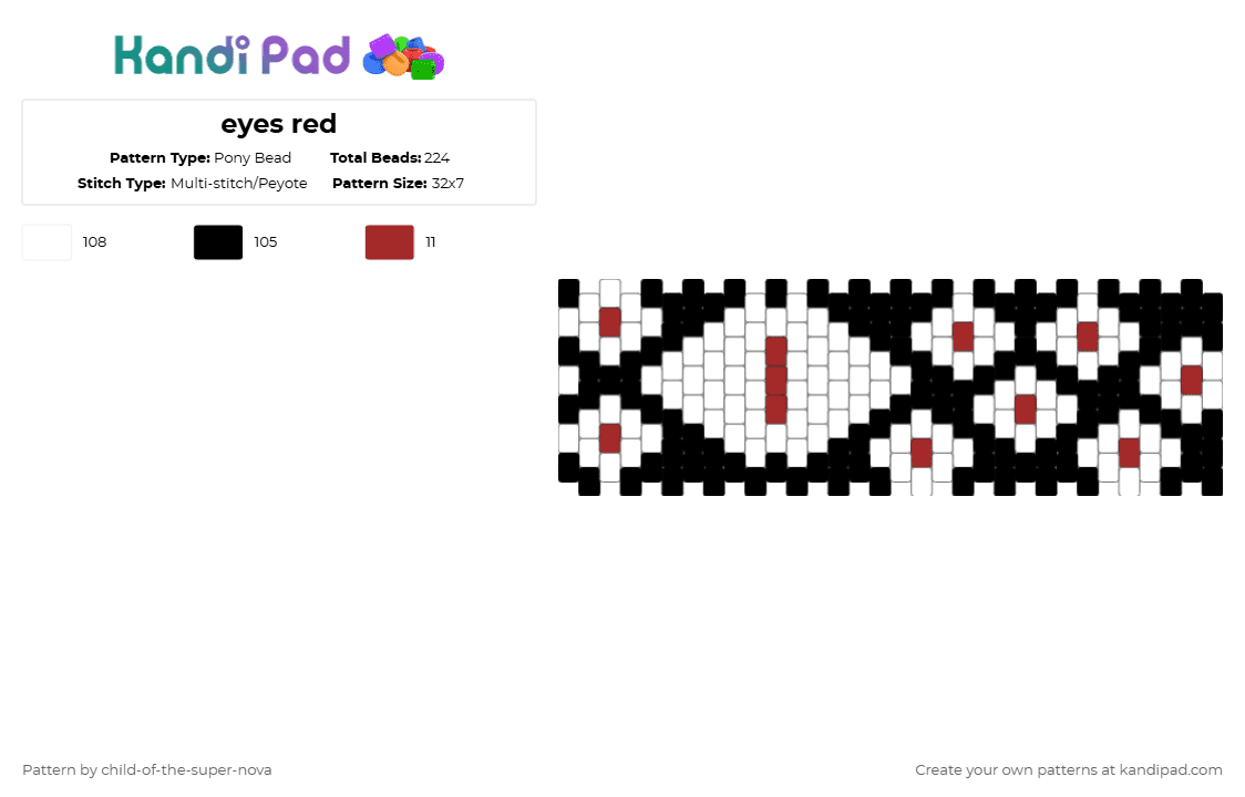 eyes red - Pony Bead Pattern by child-of-the-super-nova on Kandi Pad - white