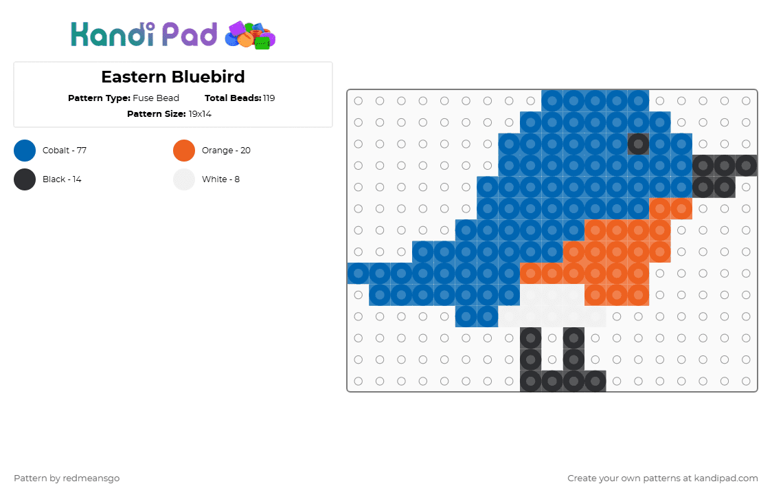 Eastern Bluebird - Fuse Bead Pattern by redmeansgo on Kandi Pad - blue