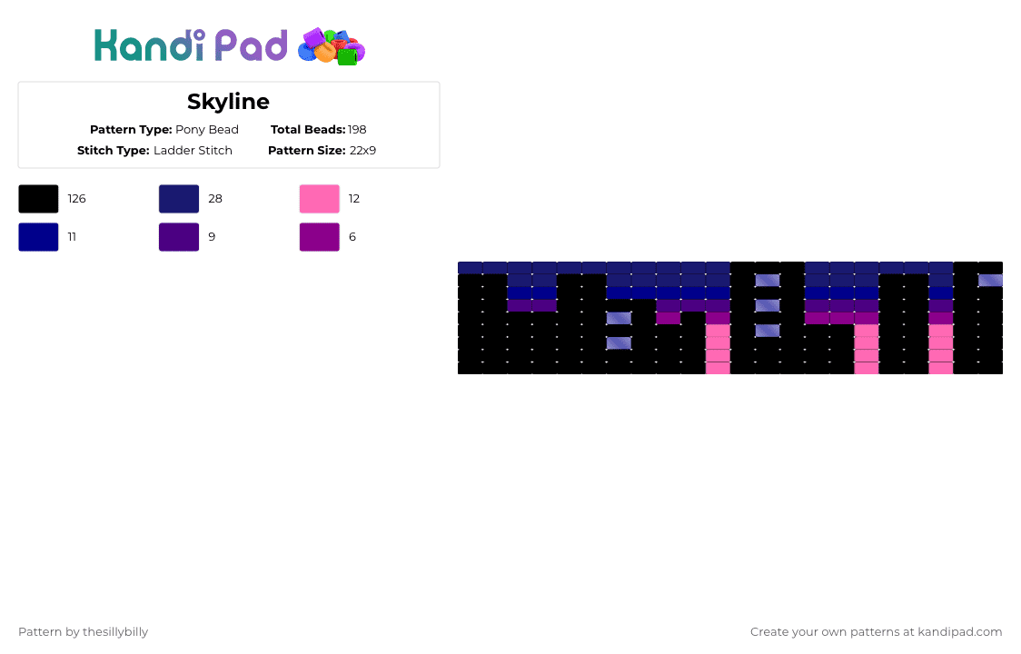 Skyline - Pony Bead Pattern by thesillybilly on Kandi Pad - black,purple