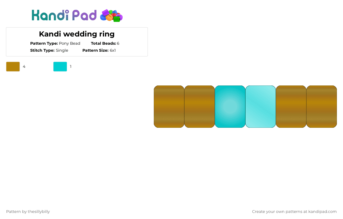 Kandi wedding ring - Pony Bead Pattern by thesillybilly on Kandi Pad - gold,light blue,ring,cute