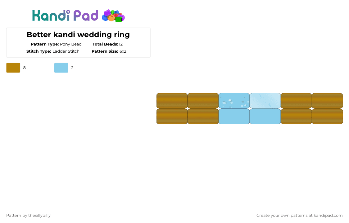 Better kandi wedding ring - Pony Bead Pattern by thesillybilly on Kandi Pad - light blue,gold,ring,funny