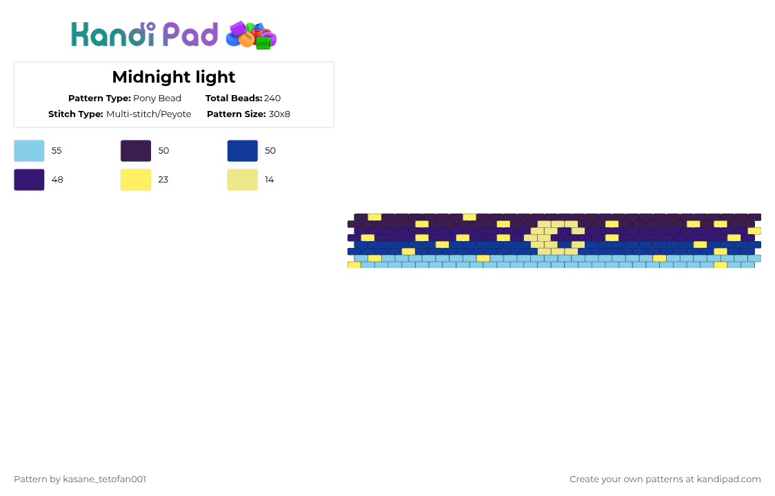 Midnight light - Pony Bead Pattern by kasane_tetofan001 on Kandi Pad - purple
