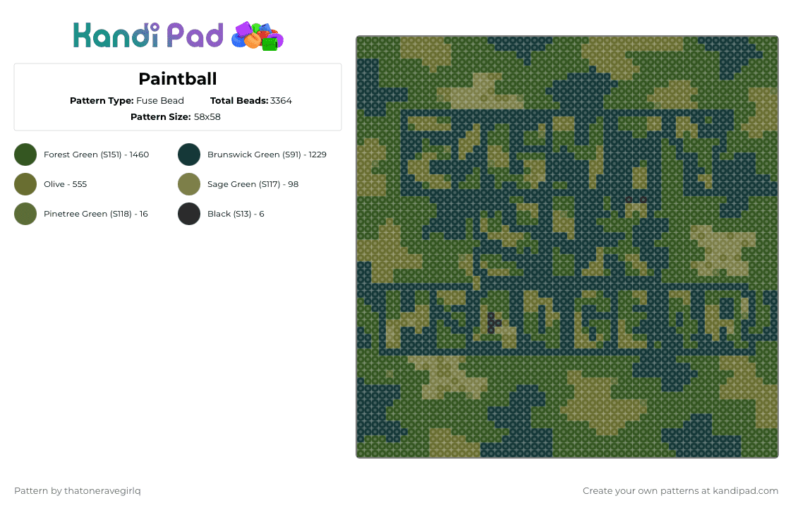 Paintball Fuse Bead Pattern - Kandi Pad | Kandi Patterns, Fuse Bead ...