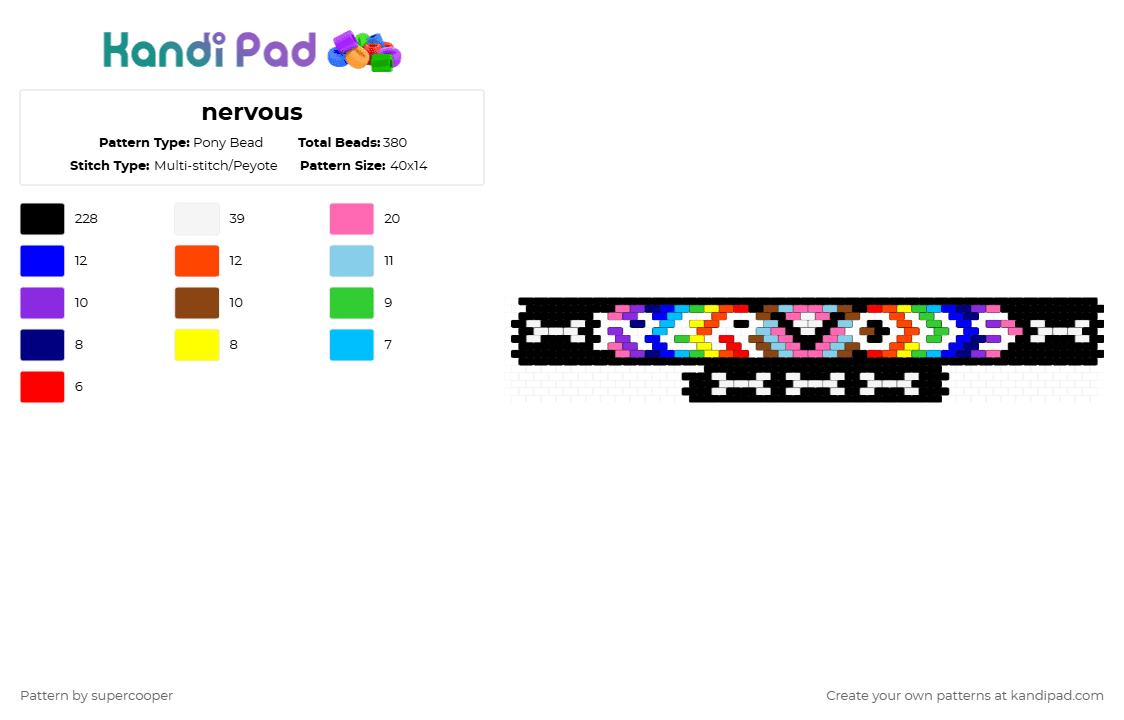nervous - Pony Bead Pattern by supercooper on Kandi Pad - black,purple,light blue,colorful