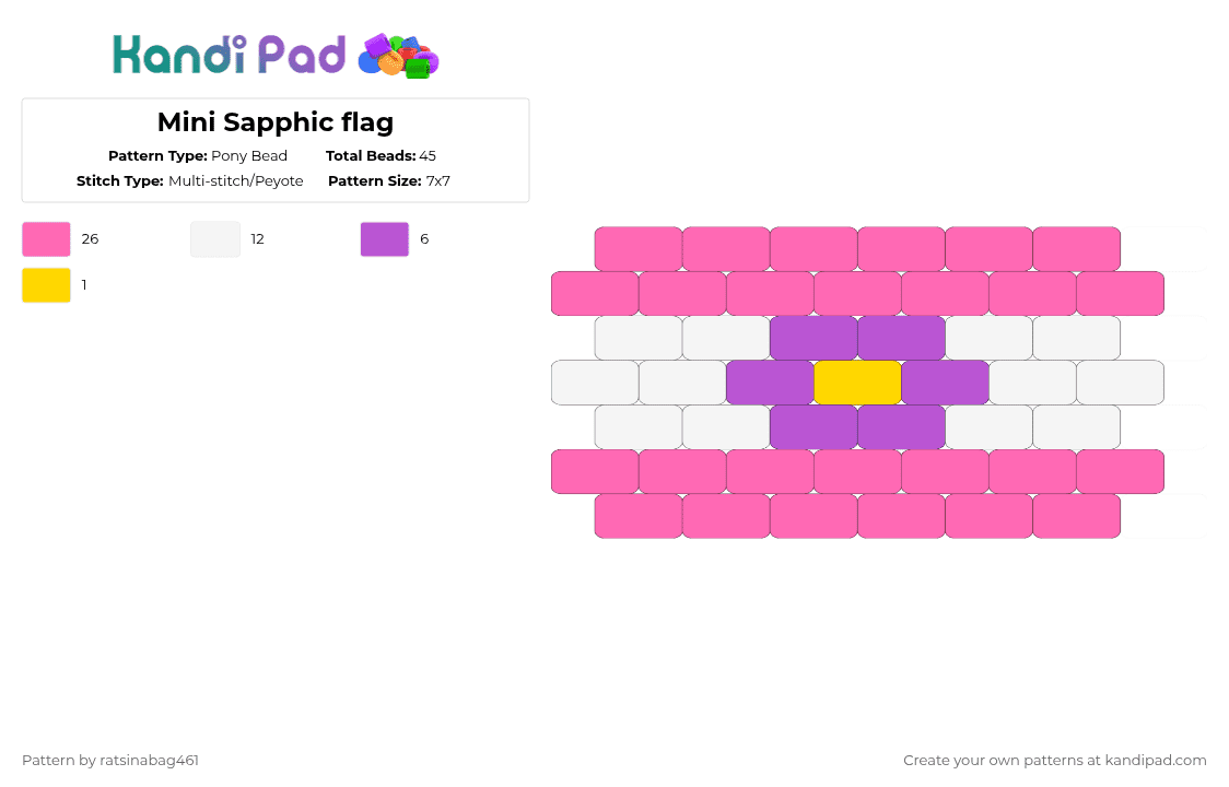 Mini Sapphic flag - Pony Bead Pattern by ratsinabag461 on Kandi Pad - pink