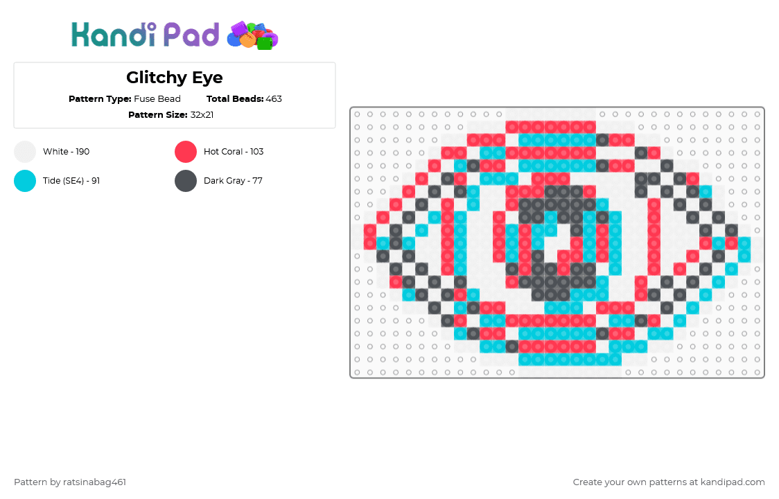 Glitchy Eye - Fuse Bead Pattern by ratsinabag461 on Kandi Pad - red,light blue