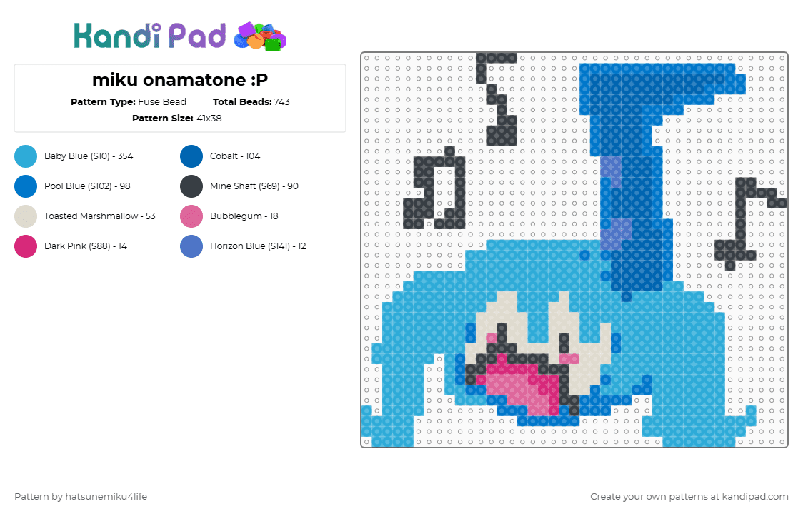 miku onamatone :P - Fuse Bead Pattern by hatsunemiku4life on Kandi Pad - cotdmelody