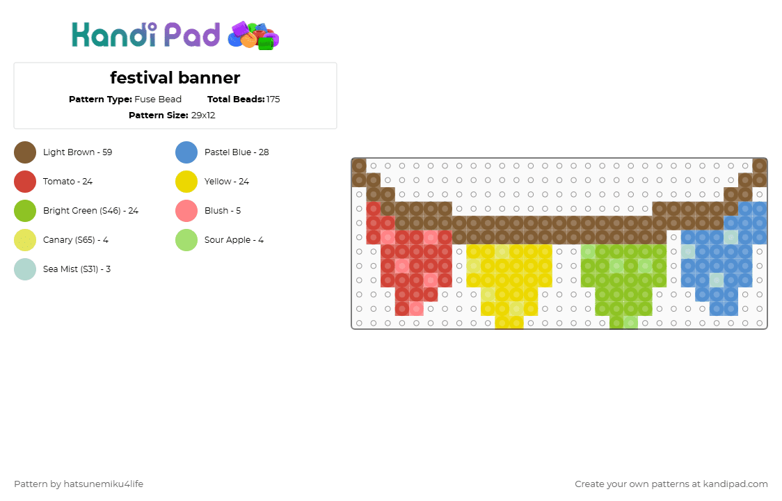 festival banner - Fuse Bead Pattern by hatsunemiku4life on Kandi Pad - tan,cotdfestivalscultural