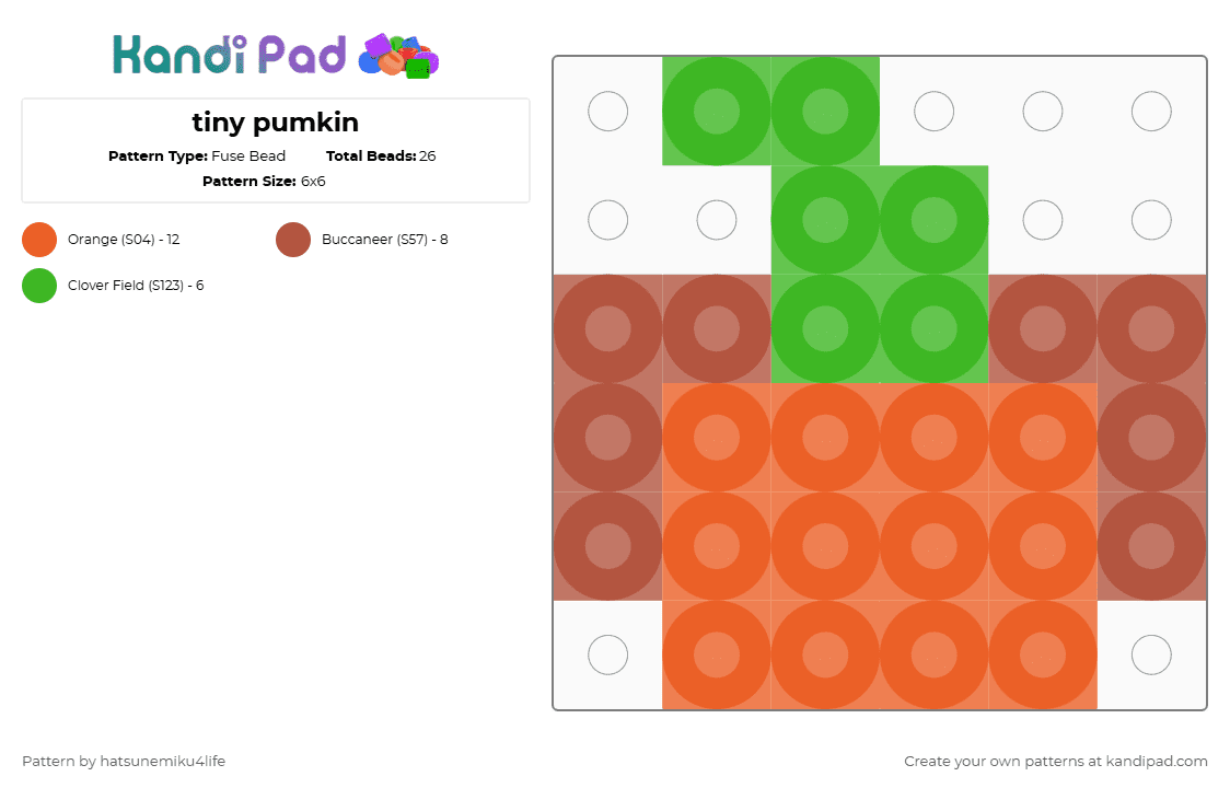 tiny pumkin - Fuse Bead Pattern by hatsunemiku4life on Kandi Pad - orange,cotdharvest