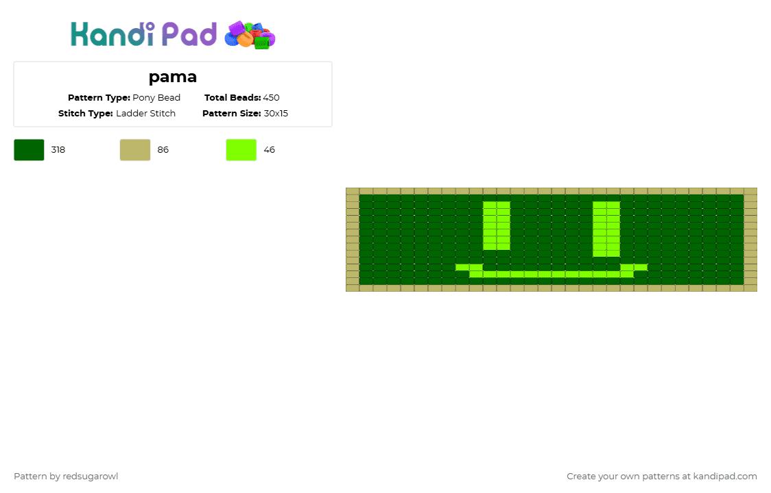 pama - Pony Bead Pattern by redsugarowl on Kandi Pad - green,minecraft