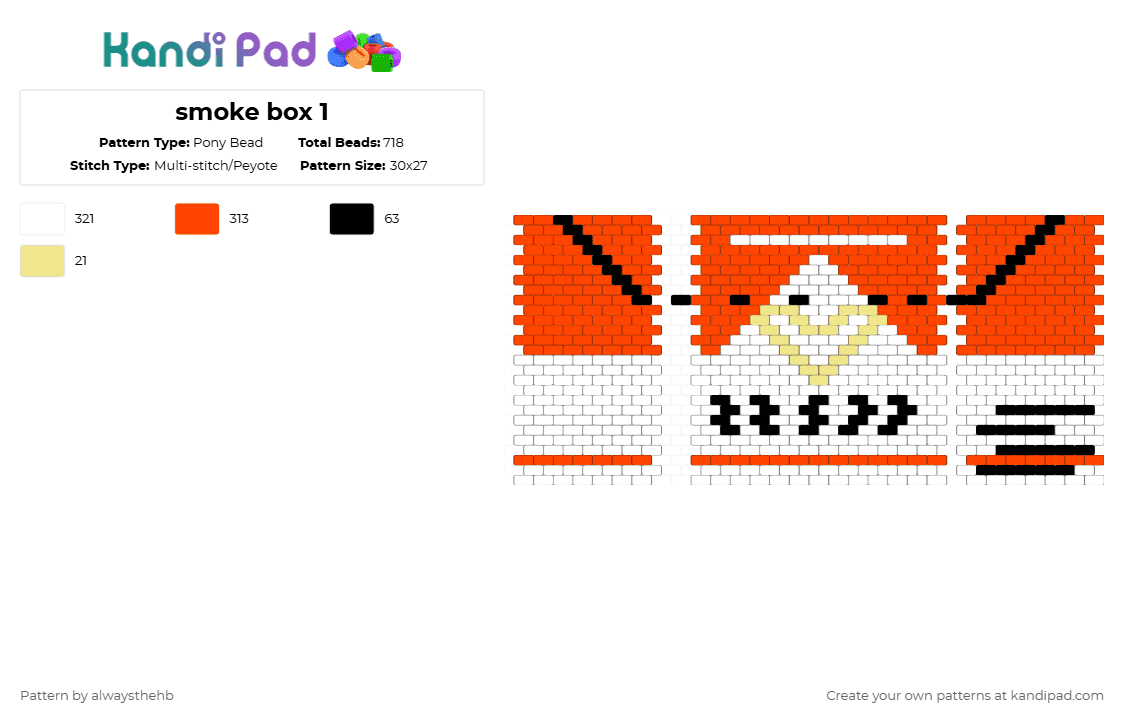 smoke box 1 - Pony Bead Pattern by alwaysthehb on Kandi Pad - red