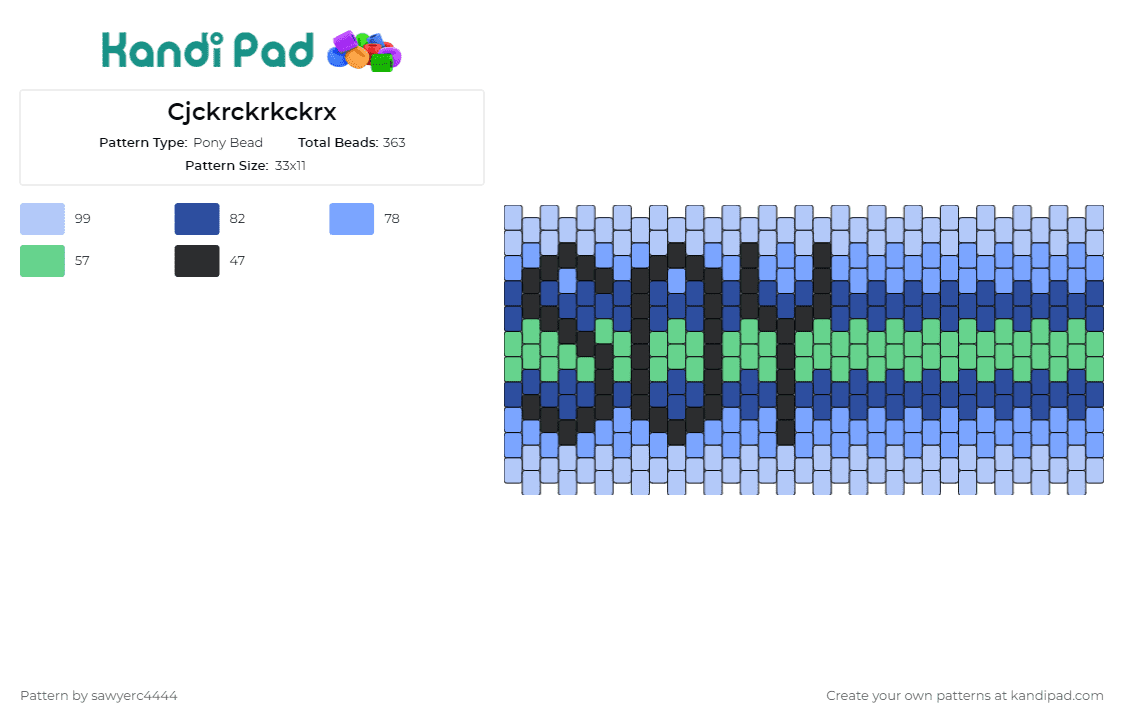 Cjckrckrkckrx - Pony Bead Pattern by sawyerc4444 on Kandi Pad - gpt this pony bead pattern features the word 'soy' in a bold font,set against a contrasting blue background,perfect for those who want to express their identity or show off their love for soy in their