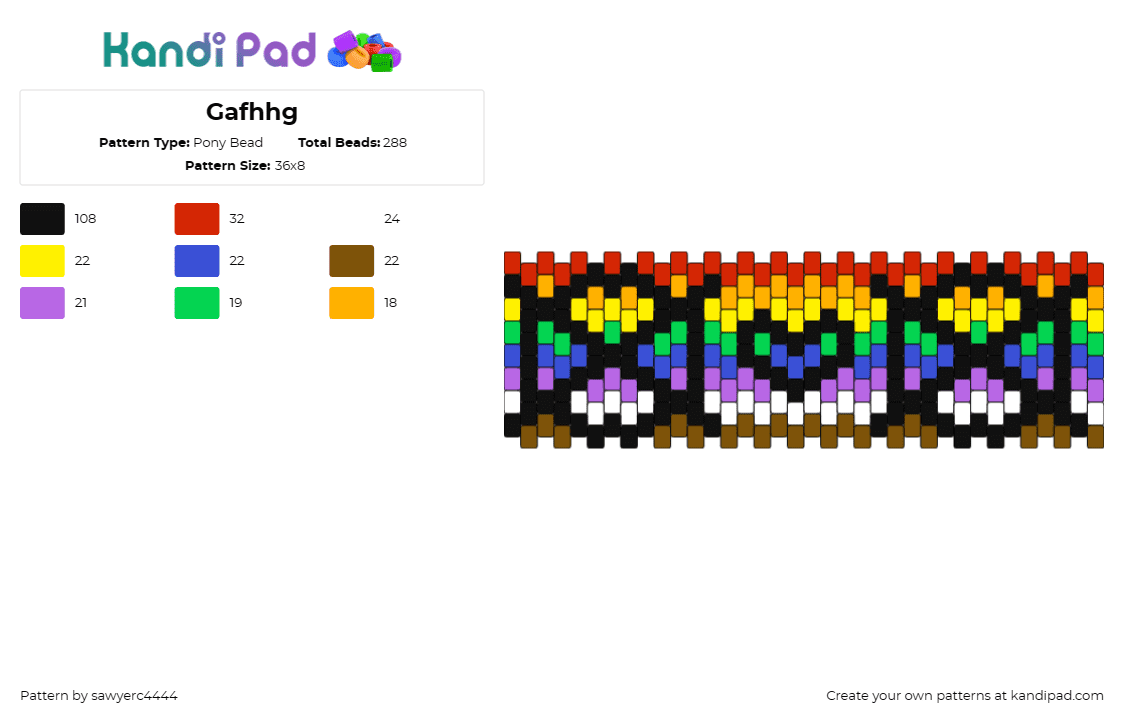 Gafhhg - Pony Bead Pattern by sawyerc4444 on Kandi Pad - rainbow,heart,cuff,cheerful,colorful,joy,love,positivity,inclusion,celebration