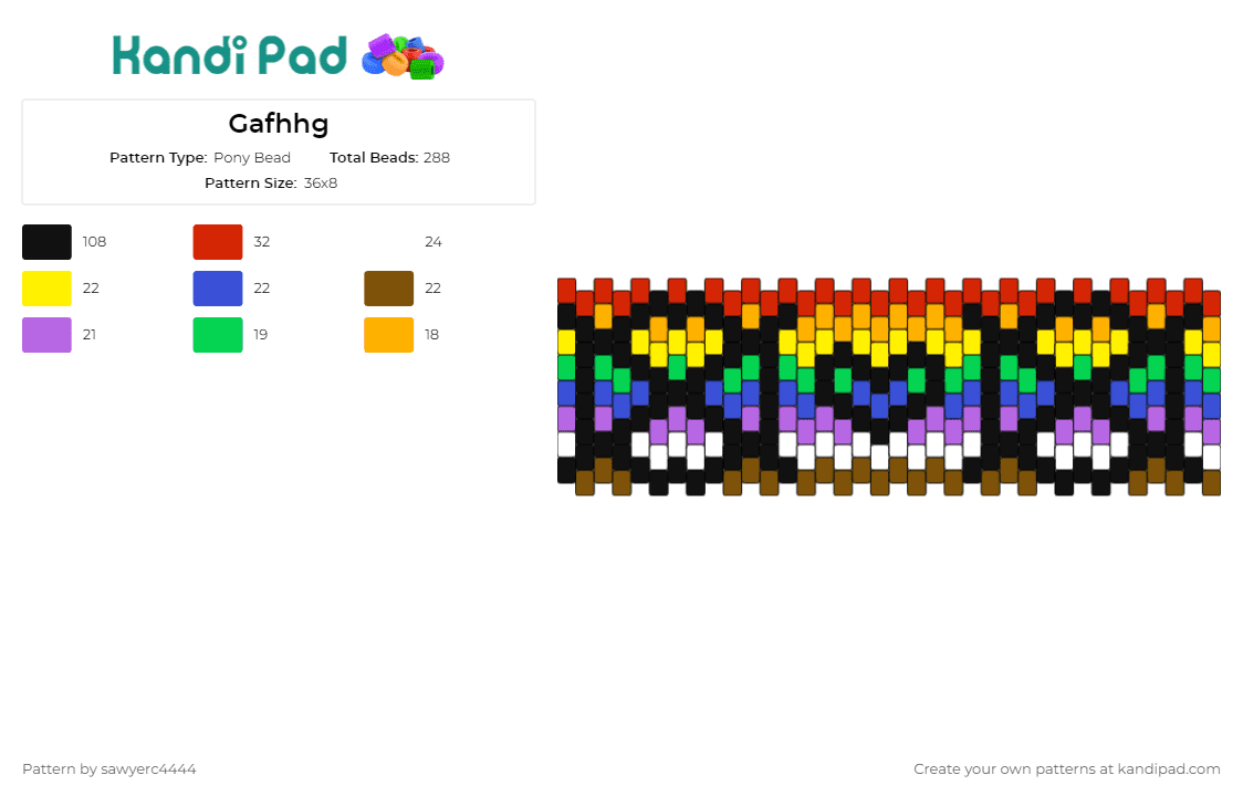 Gafhhg - Pony Bead Pattern by sawyerc4444 on Kandi Pad - rainbow,heart,cuff,cheerful,colorful,joy,love,positivity,inclusion,celebration