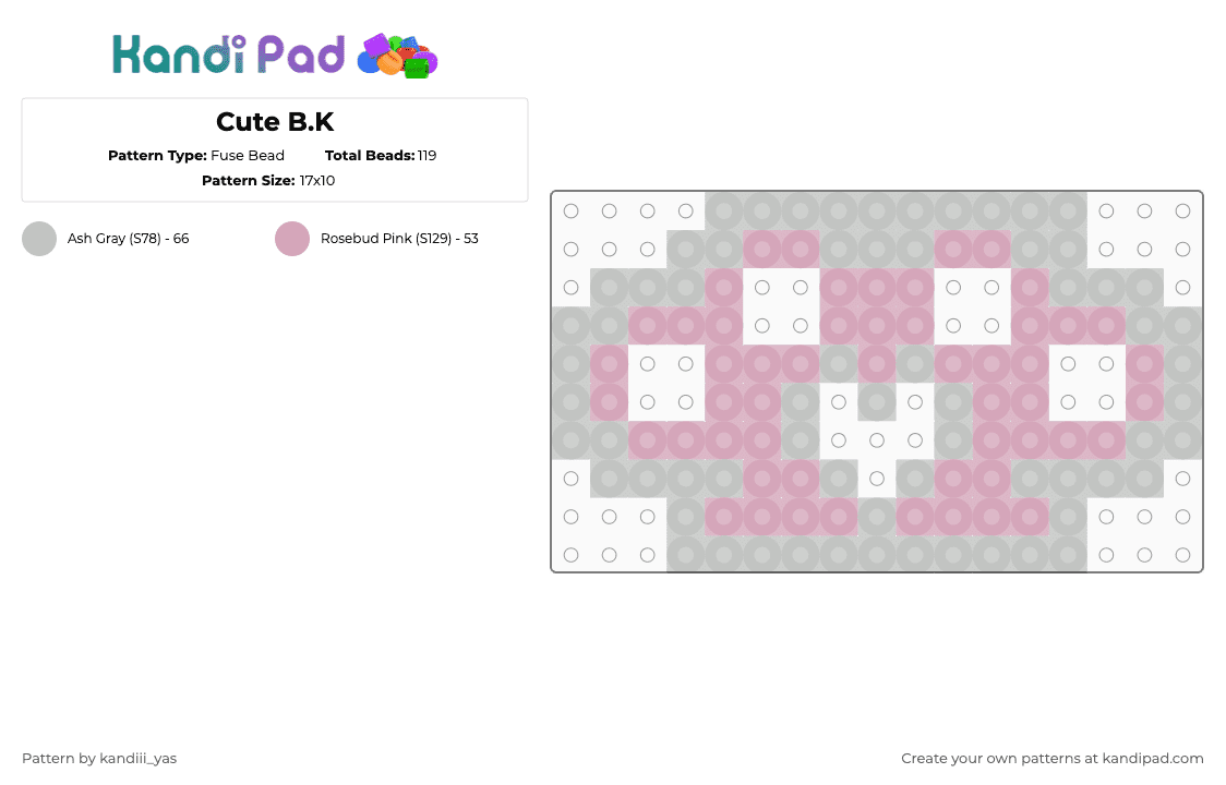 Cute B.K - Fuse Bead Pattern by kandiii_yas on Kandi Pad - beige,pink