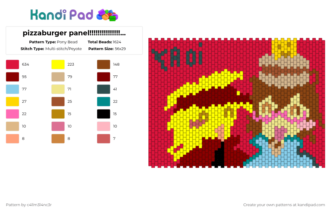 pizzaburger panel!!!!!!!!!!!!!!!!!! (forsaken) - Pony Bead Pattern by c4llm3l4nc3r on Kandi Pad - yellow,red