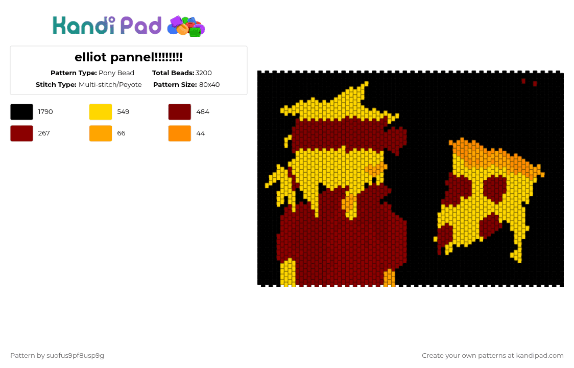 elliot pannel!!!!! forsaken - Pony Bead Pattern by c4llm3l4nc3r on Kandi Pad - black,yellow,brown