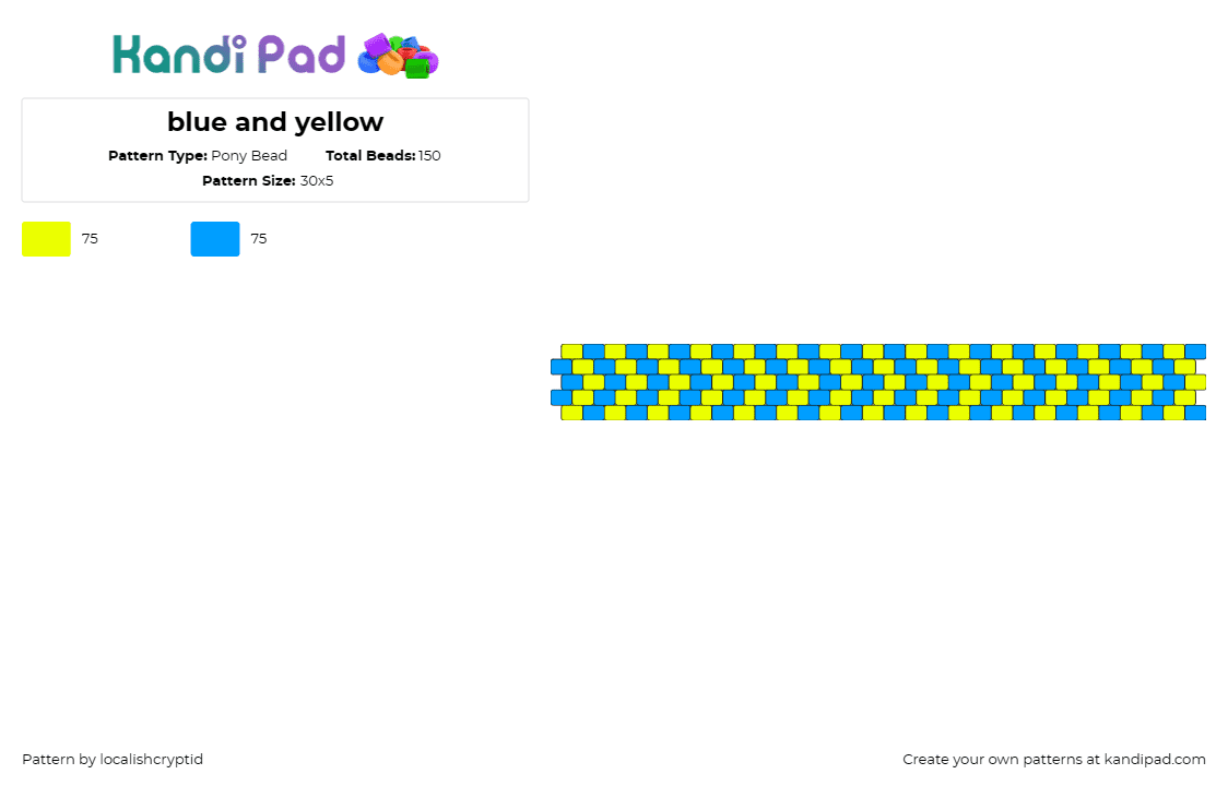 blue and yellow - Pony Bead Pattern by localishcryptid on Kandi Pad - geometric,cuff,striking,bold,classic,modern,twist,blue,yellow