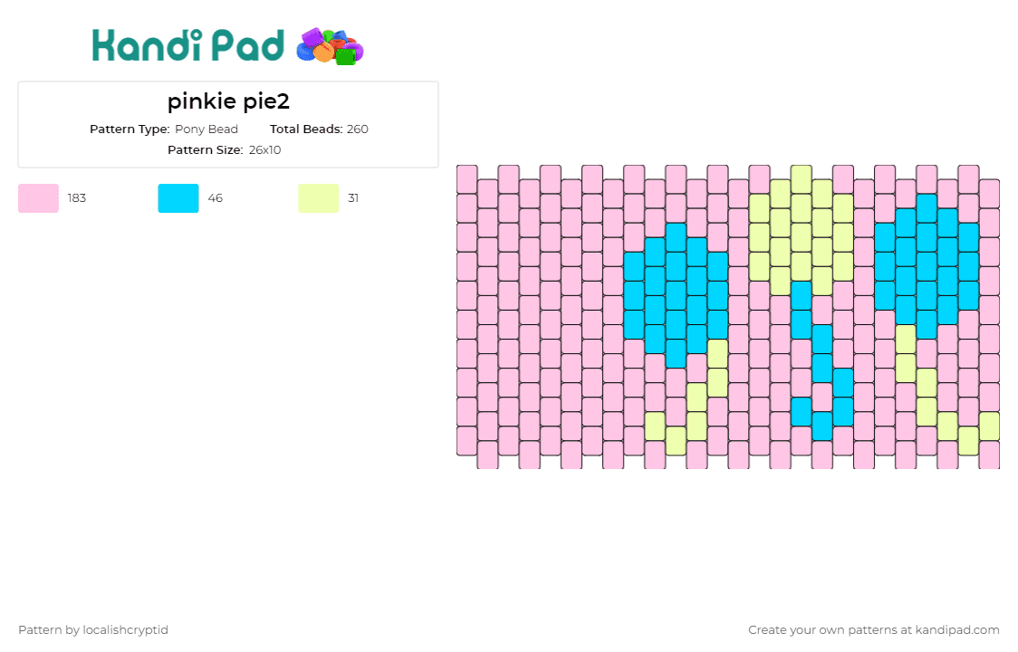 pinkie pie2 - Pony Bead Pattern by localishcryptid on Kandi Pad - balloons,cuff,whimsy,playful,fun,celebration,party,animated,joyful,pink
