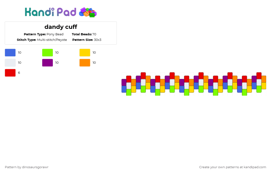 dandy cuff - Pony Bead Pattern by dinosaursgorawr on Kandi Pad - green,pink,red,colorful,dandy,flower,cute,lol,xd,awsum,flowercuff,kandi