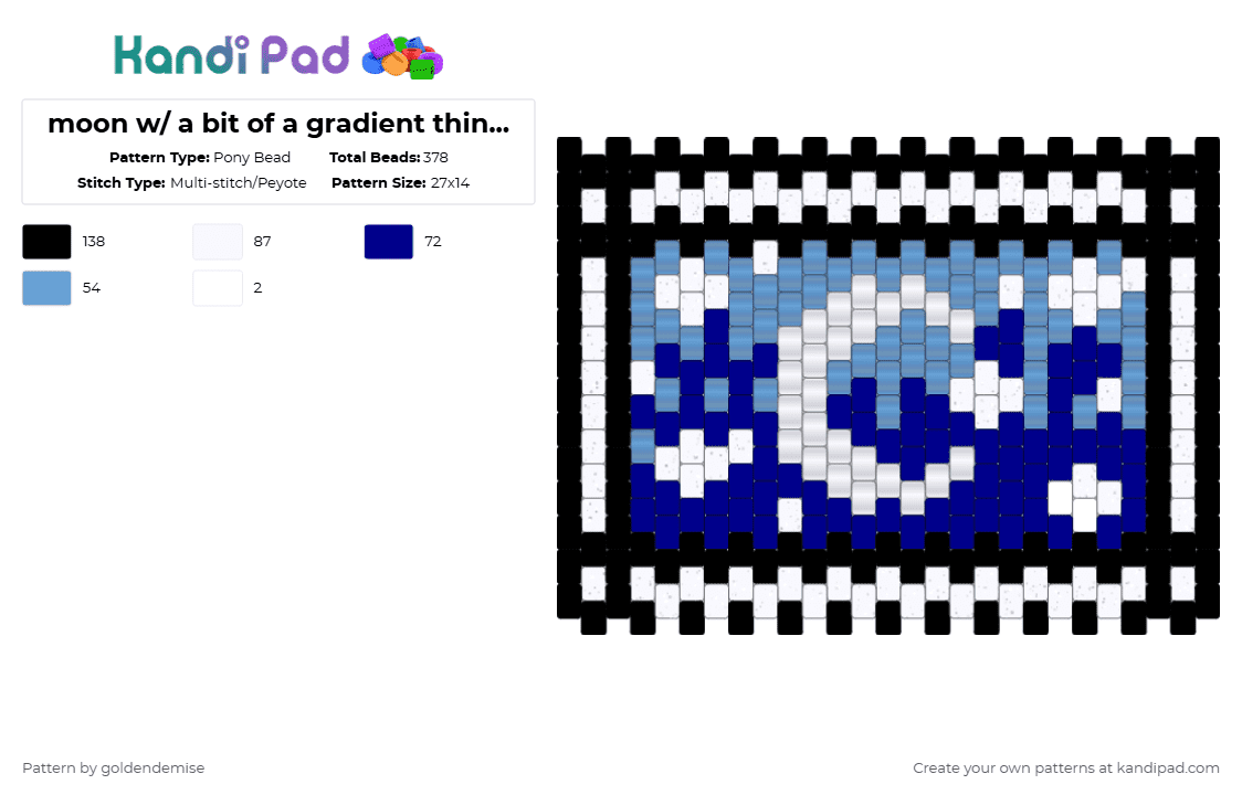 moon w/ a bit of a gradient thingy :3 - Pony Bead Pattern by goldendemise on Kandi Pad - light blue,purple,moon,tapestry,sky,night