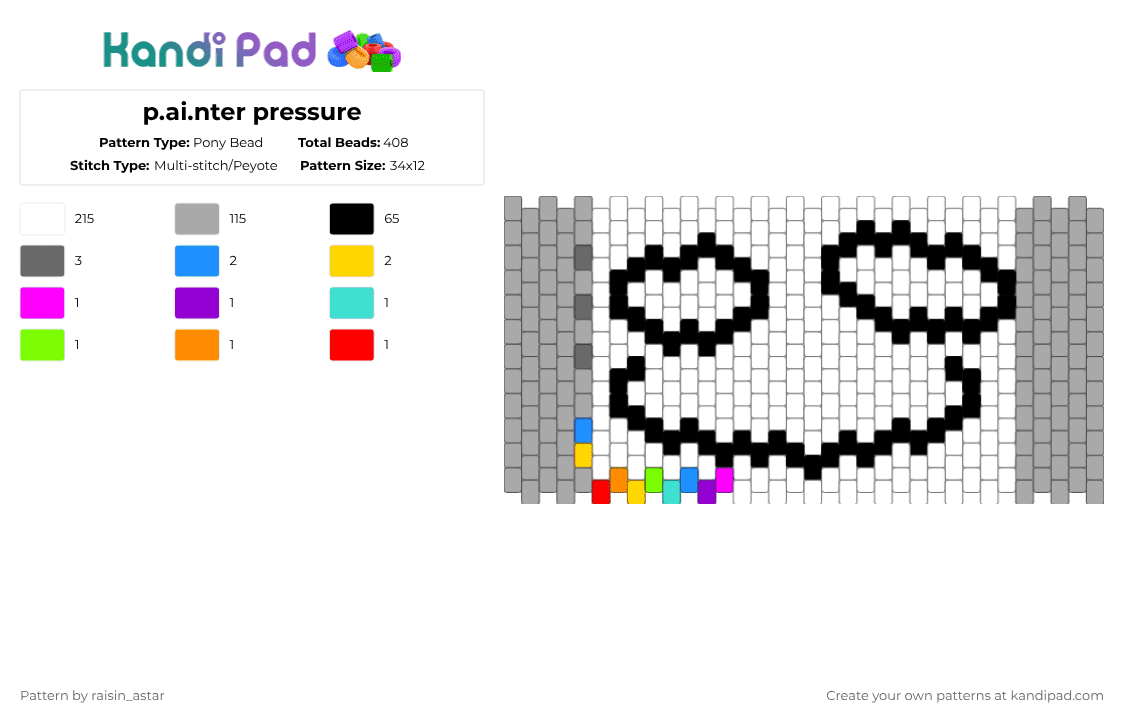 p.ai.nter pressure - Pony Bead Pattern by raisin_astar on Kandi Pad - white,beige