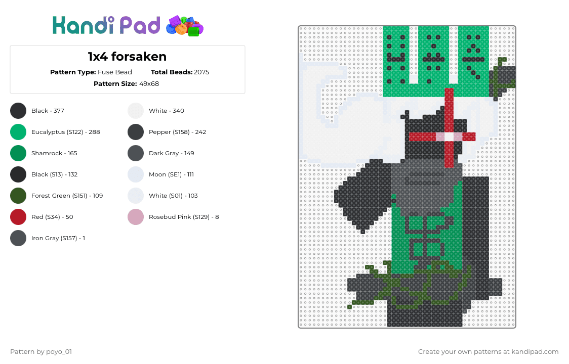 1x4 forsaken Fuse Bead Pattern - Kandi Pad | Kandi Patterns, Fuse Bead ...