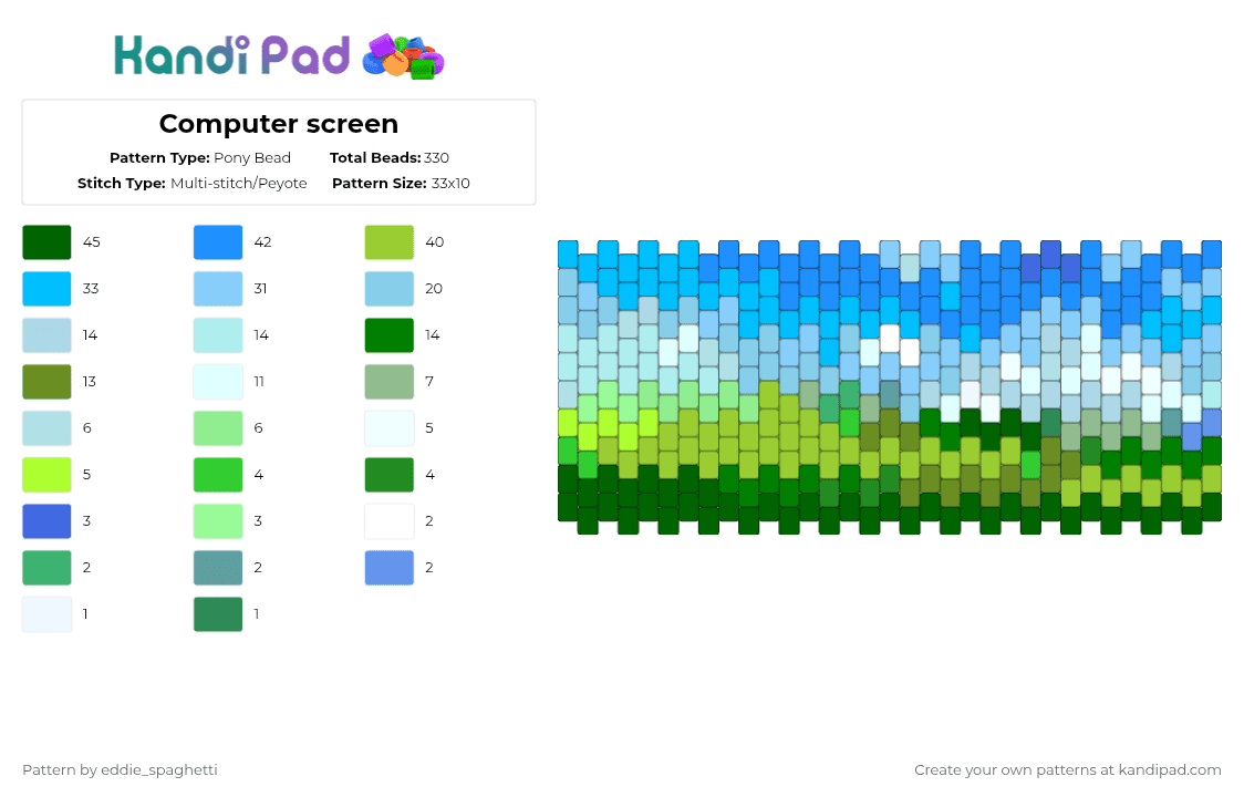 Computer screen - Pony Bead Pattern by eddie_spaghetti on Kandi Pad - light blue,green,computer,sky,grass,screen
