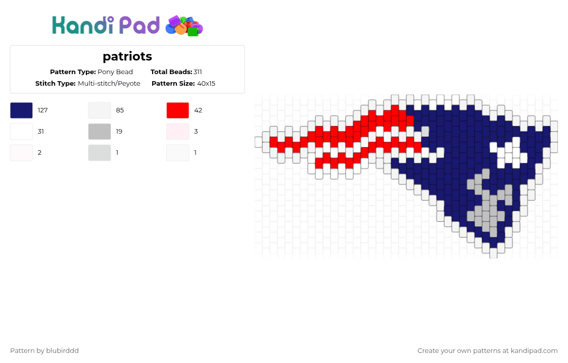 patriots - Pony Bead Pattern by blubirddd on Kandi Pad - purple