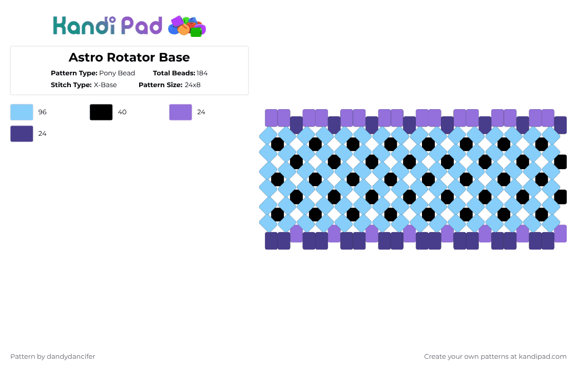 Astro Rotator Base - Pony Bead Pattern by glaceicus on Kandi Pad - light blue,purple,moon,dandysworld,astro