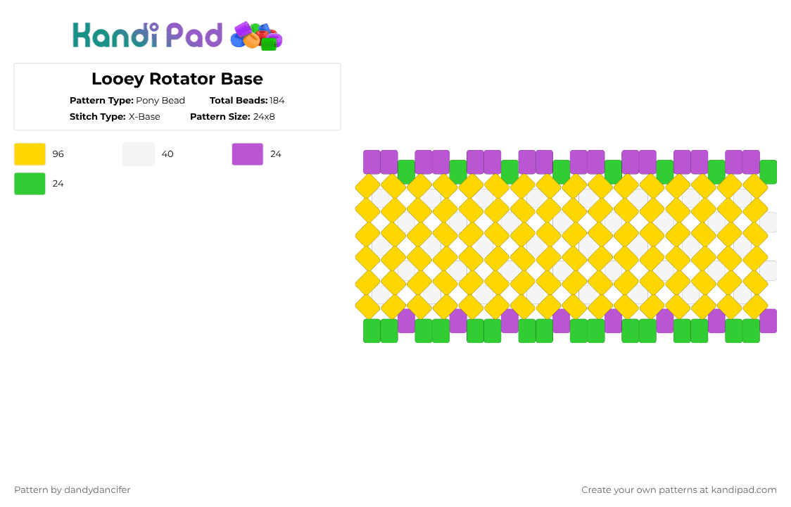Looey Rotator Base - Pony Bead Pattern by glaceicus on Kandi Pad - yellow,looey,base,rotator,dandysworld,circustroupe,circus,balloon