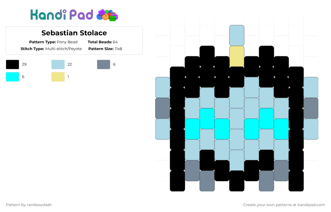 Sebastian Stolace - Pony Bead Pattern by glaceicus on Kandi Pad - light blue,sebastian,pressure,roblox,doors,stolace,anglerfish,fish,angler