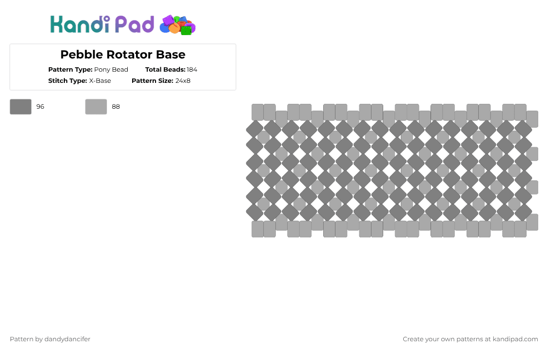 Pebble Rotator Base - Pony Bead Pattern by glaceicus on Kandi Pad - gray,beige,dog,rock,pebble,dandysworld