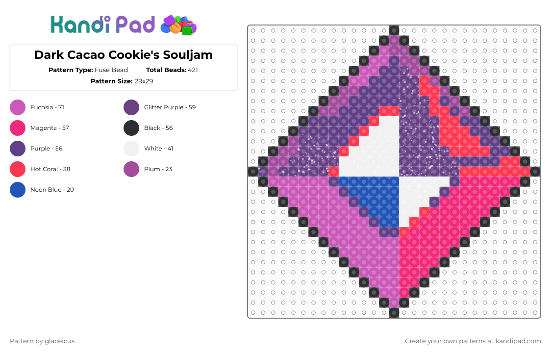 Dark Cacao Cookie\'s Souljam - Fuse Bead Pattern by glaceicus on Kandi Pad - pink,purple,crk,cookie run,ancients,soul jam,dark cacao