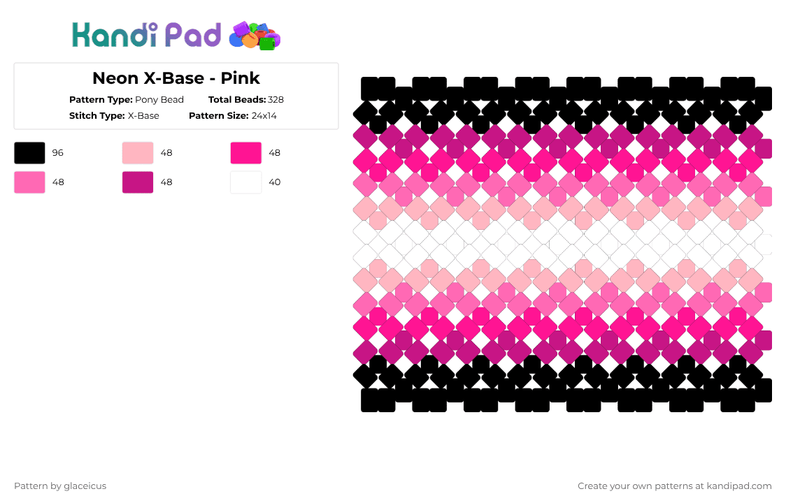 Neon X-Base - Pink - Pony Bead Pattern by glaceicus on Kandi Pad - pink,neon