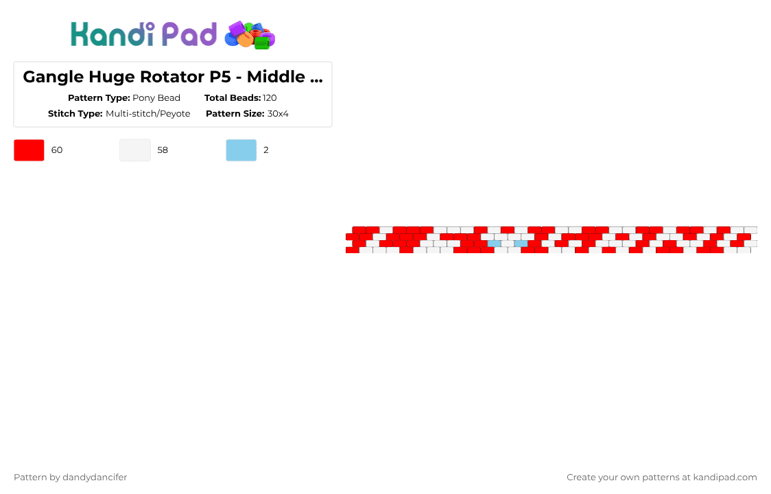Gangle Huge Rotator P5 - Middle Cuff :) - Pony Bead Pattern by glaceicus on Kandi Pad - red