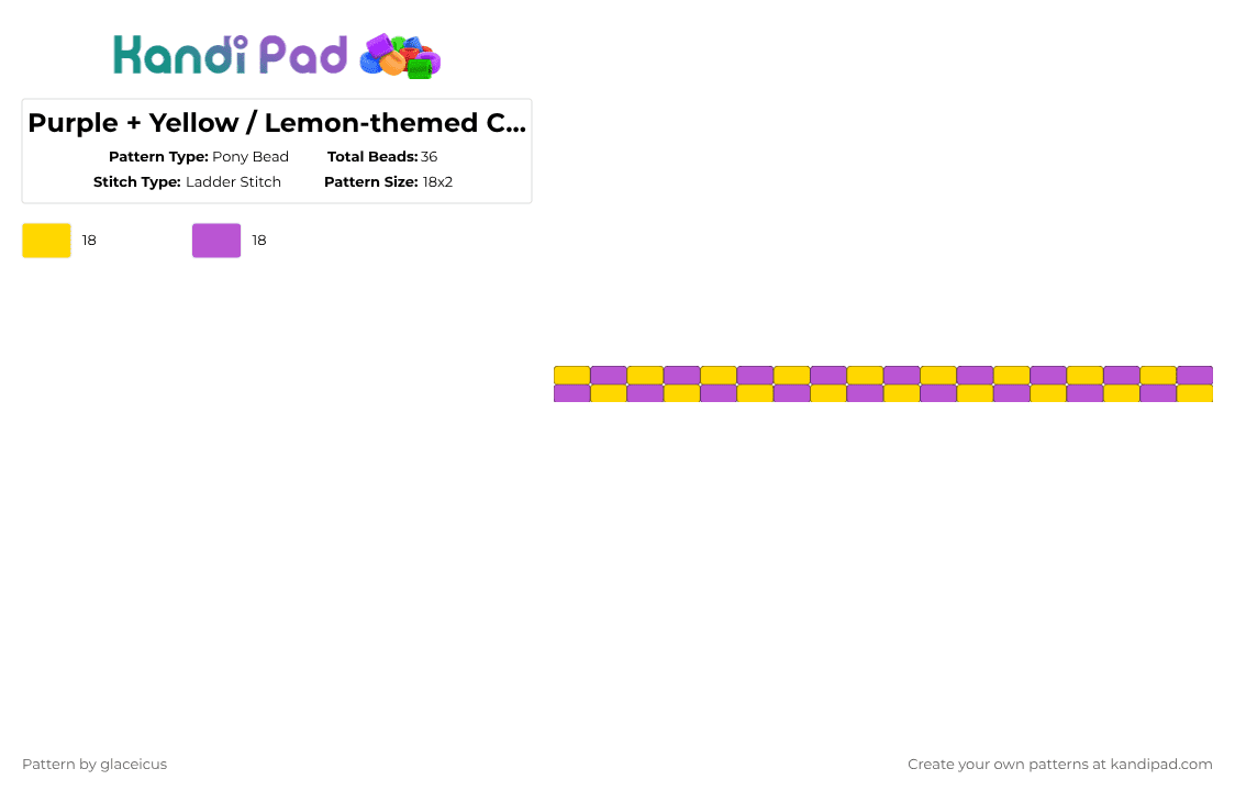 Purple + Yellow / Lemon-themed Checkerboard - Pony Bead Pattern by glaceicus on Kandi Pad - yellow,pink,cotdcomplementarycolors,purple,color,checkerboard,oc,lemon