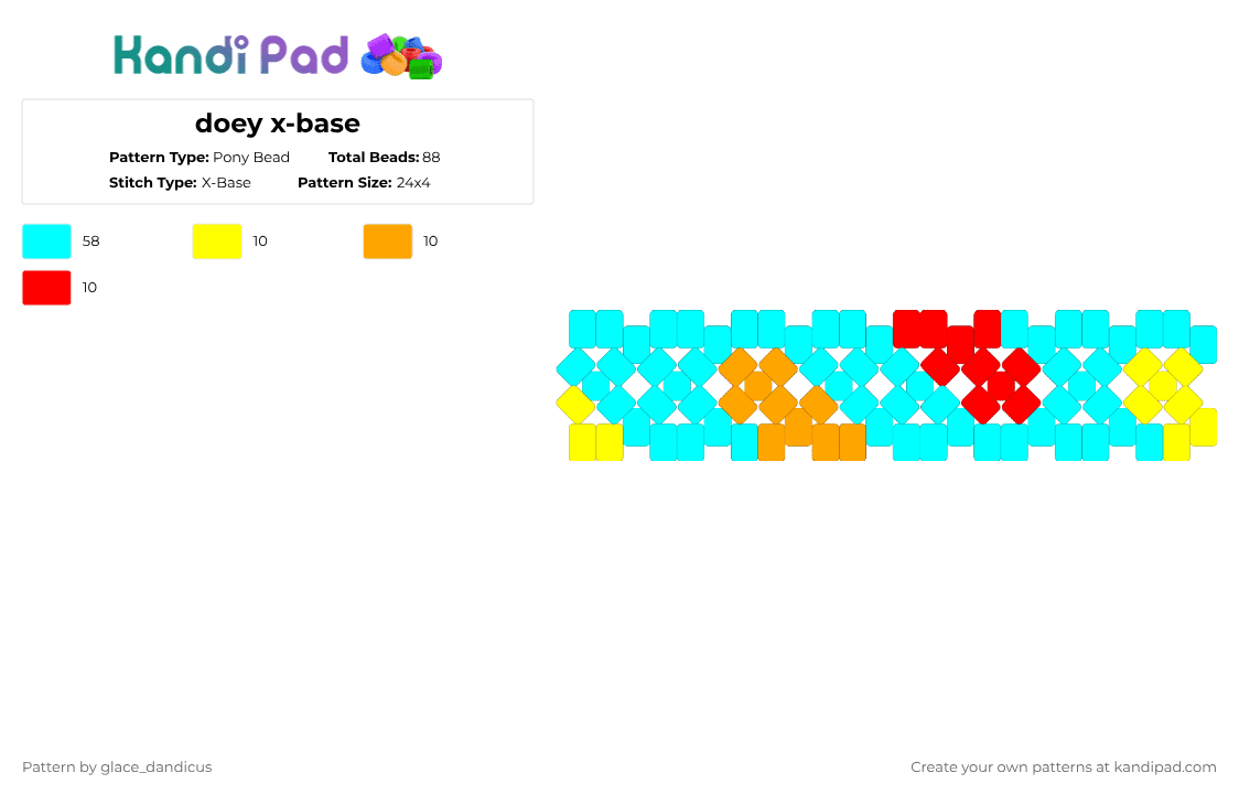 doey x-base - Pony Bead Pattern by glaceicus on Kandi Pad - doey, light blue, poppy playtime, ppt