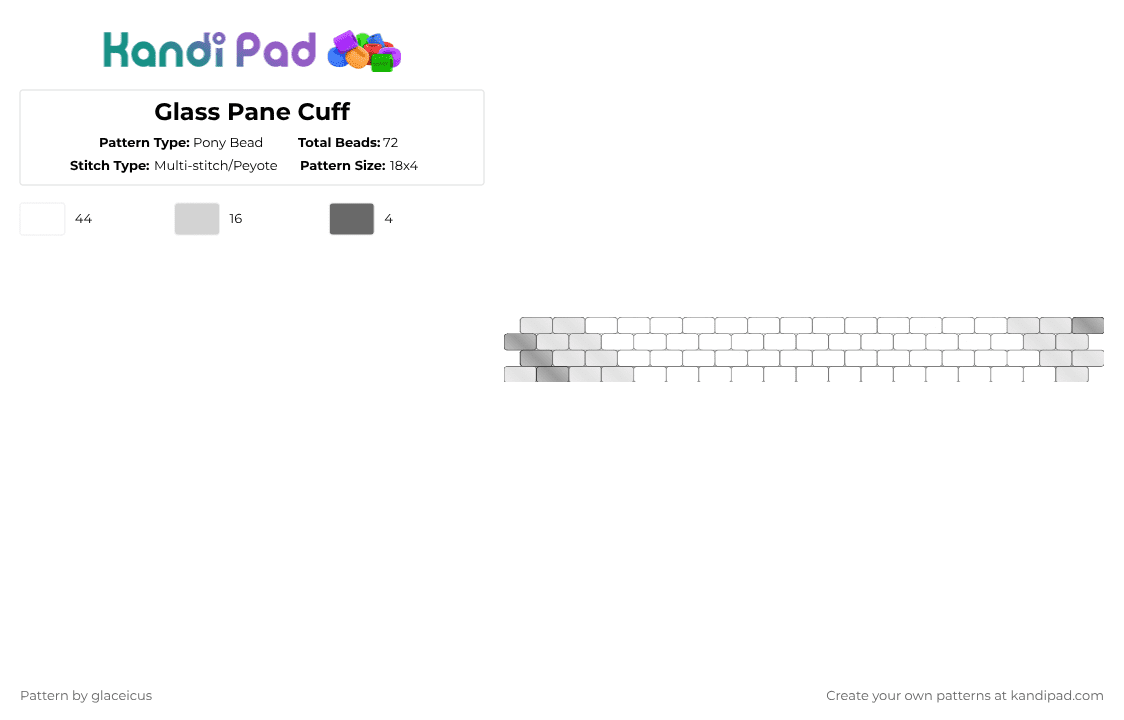 Glass Pane Cuff - Pony Bead Pattern by glaceicus on Kandi Pad - cotdglossy, glass, glossy, transparent, white